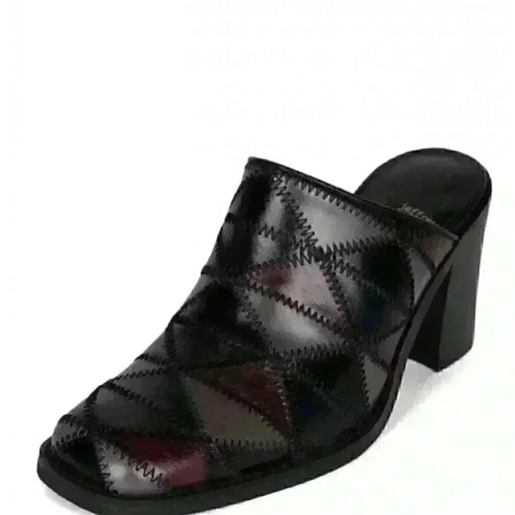 Jeffrey Campbell NEW In Box Size 8.5 Karma Mules Black Grey Multi - Picture 2 of 8